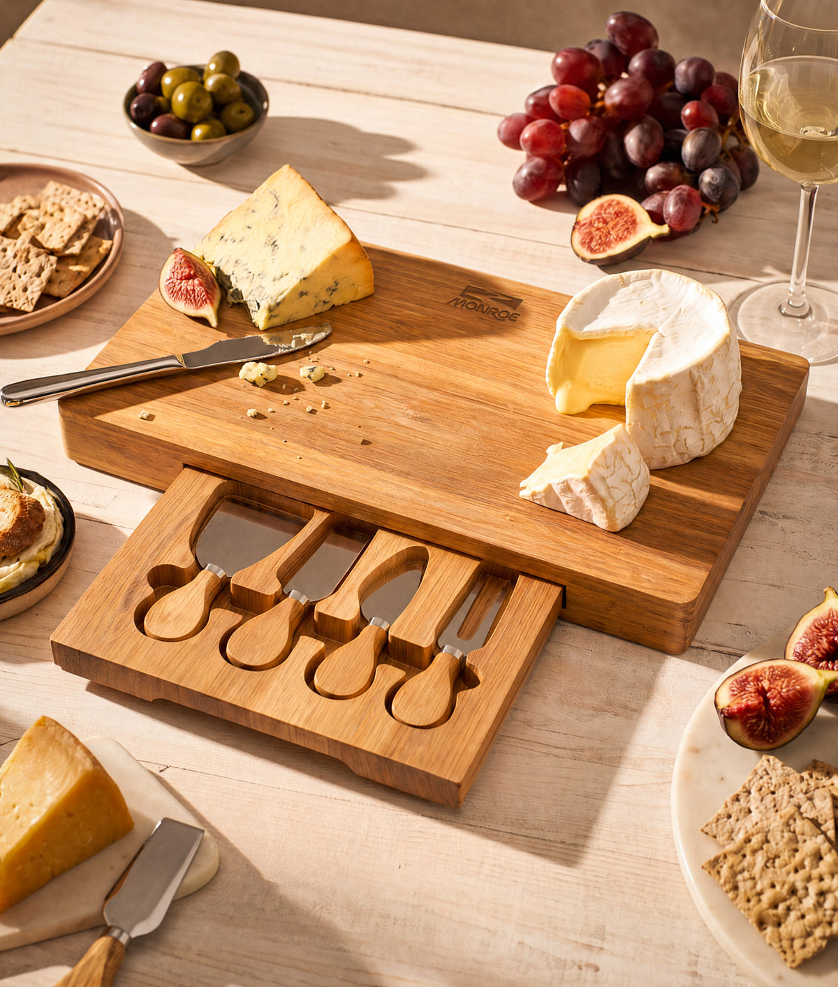 CAD-2609 | Monroe | Ensemble planche de service et ustensiles à fromage