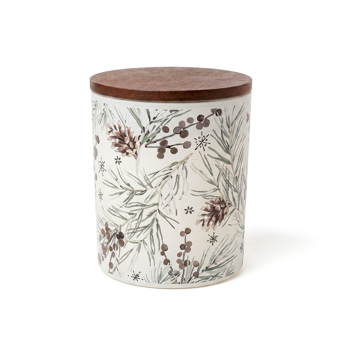 CAD-2606 | Ember | Bougie en verre texturé avec couvercle en bois d’acacia