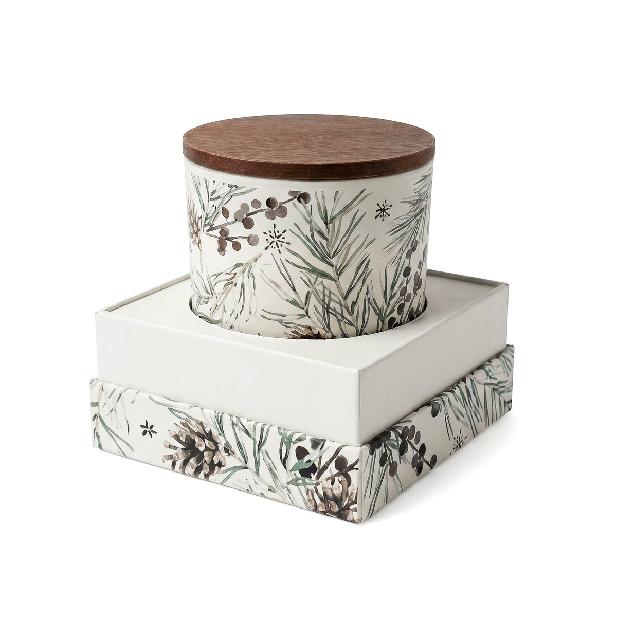 CAD-2606 | Ember | Bougie en verre texturé avec couvercle en bois d’acacia